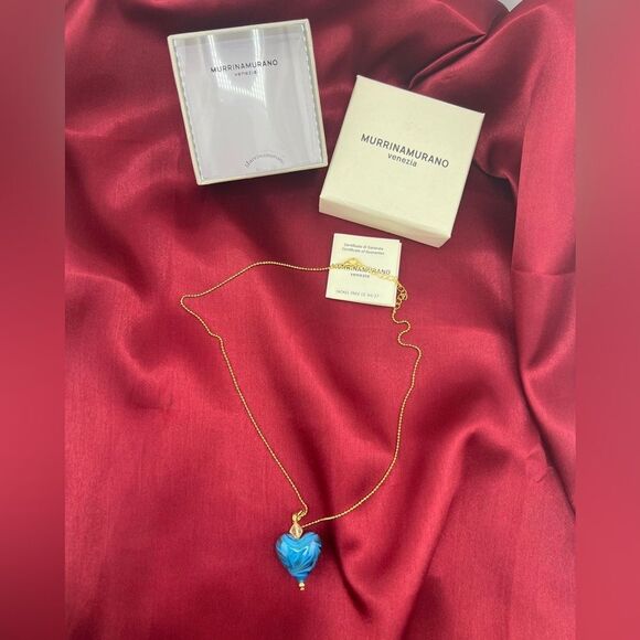 Jewelry - Murrina Murano Venezia Blue Heart Pendant Necklace